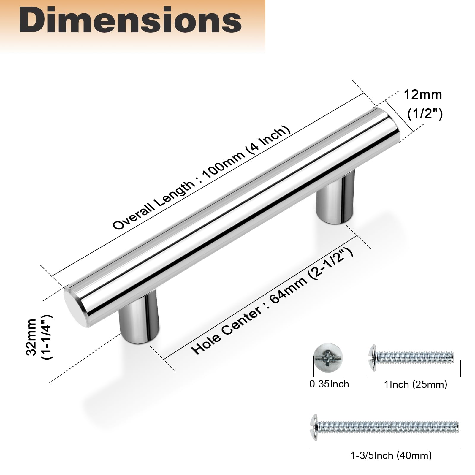 45 Pack Polished Chrome Cabinet Pulls - 2-1/2