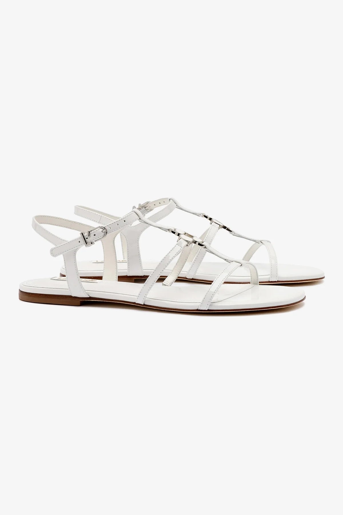 Hana Flat Shoes in White Patent Leather - Comfortable & Stylish Women's Ballet Flats for Work, Office, and Casual Wear
