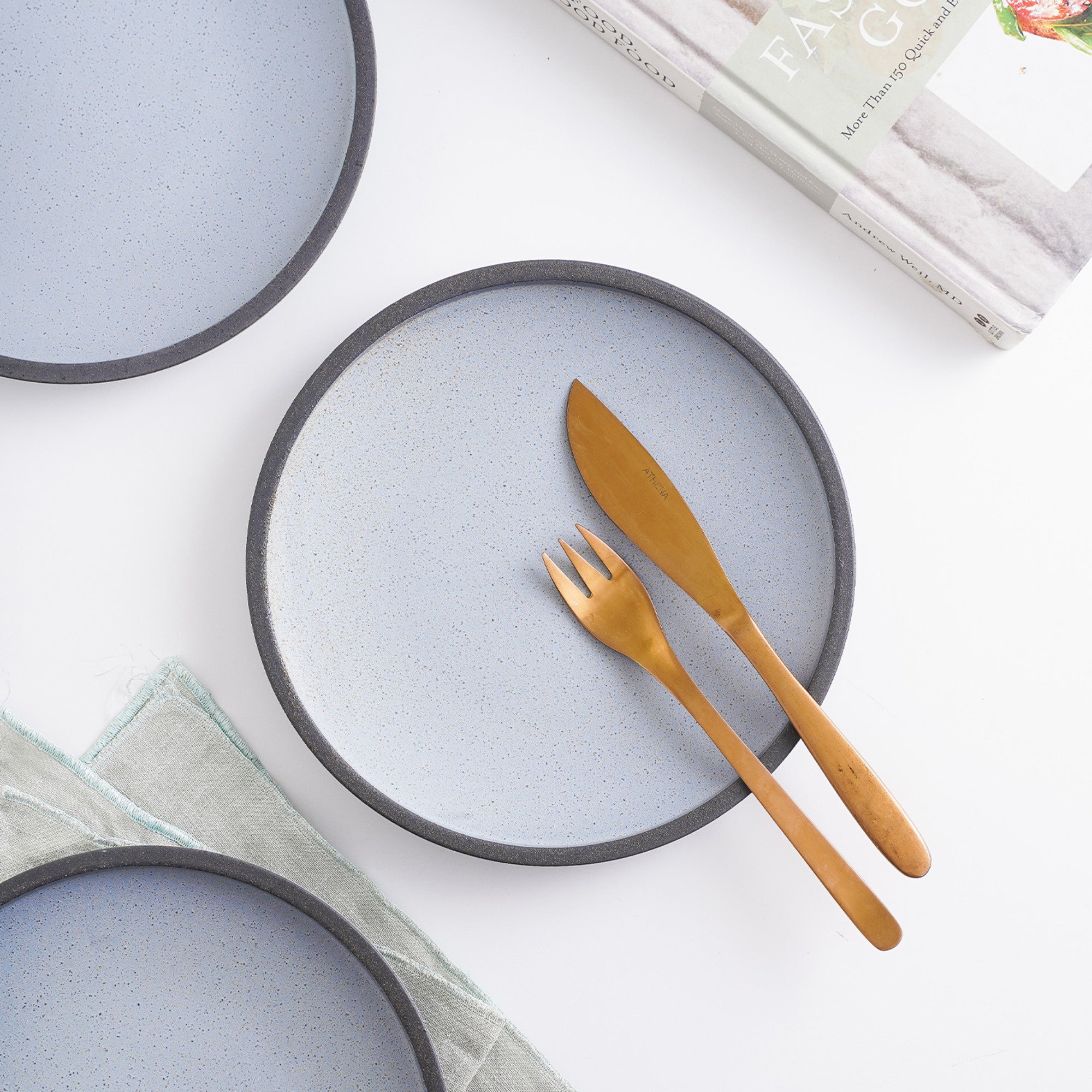 Tina Stoneware Salad Plate - Blue and Gray Ceramic Dish for Everyday Dining, Entertaining & Special Occasions