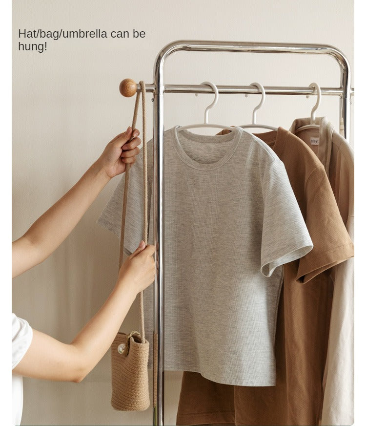 Solid Oak Wood Mobile Clothes & Hat Rack - Portable Wardrobe Organizer for Bedroom, Entryway, or Closet Storage