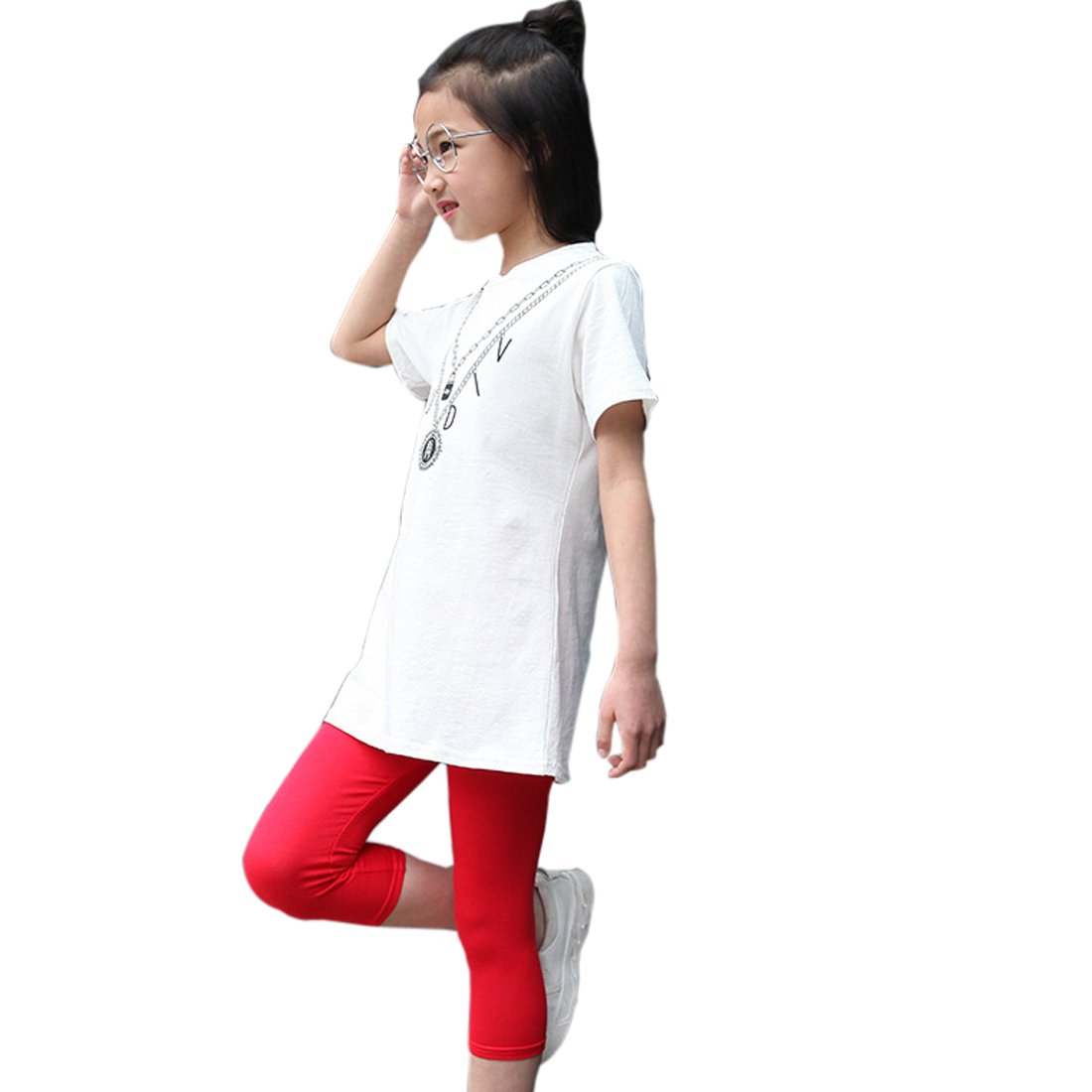 Kids Summer Cropped Leggings for Girls - Candy Color Stretchy Short Leggings | Playtime, Dance Class & Outdoor Activities