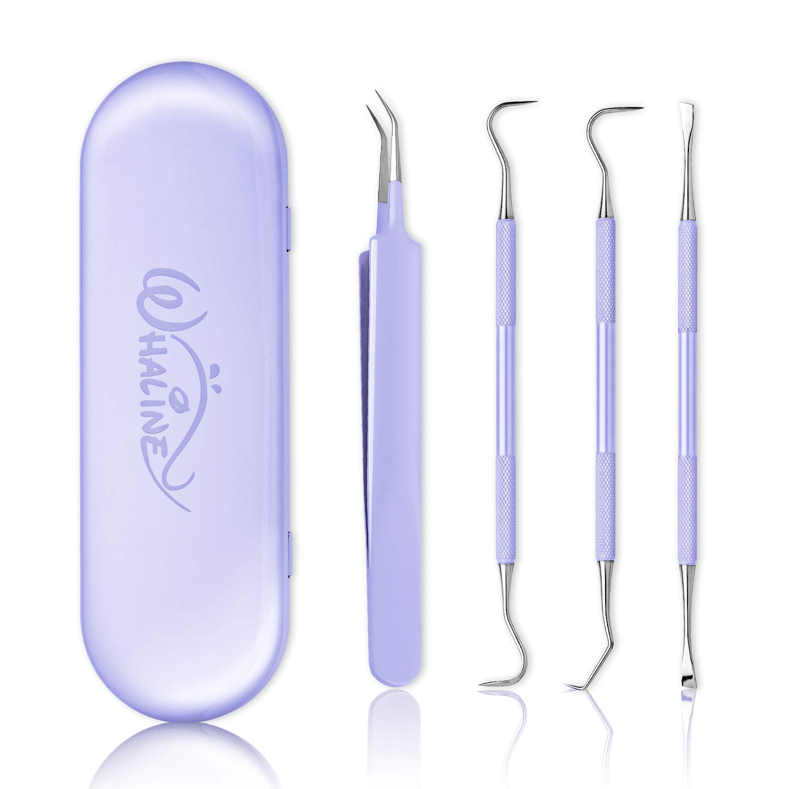 Whaline 4-Piece Precision Stainless Steel Vinyl Weeding Tool Kit with Storage Case - Vinyl Craft Tools for Cricut, Silhouette Cameo, Lettering, Scraping - Includes Hook, Spatula, Tweezers (Purple) - Perfect for DIY Crafts, Vinyl Projects & Home Decor