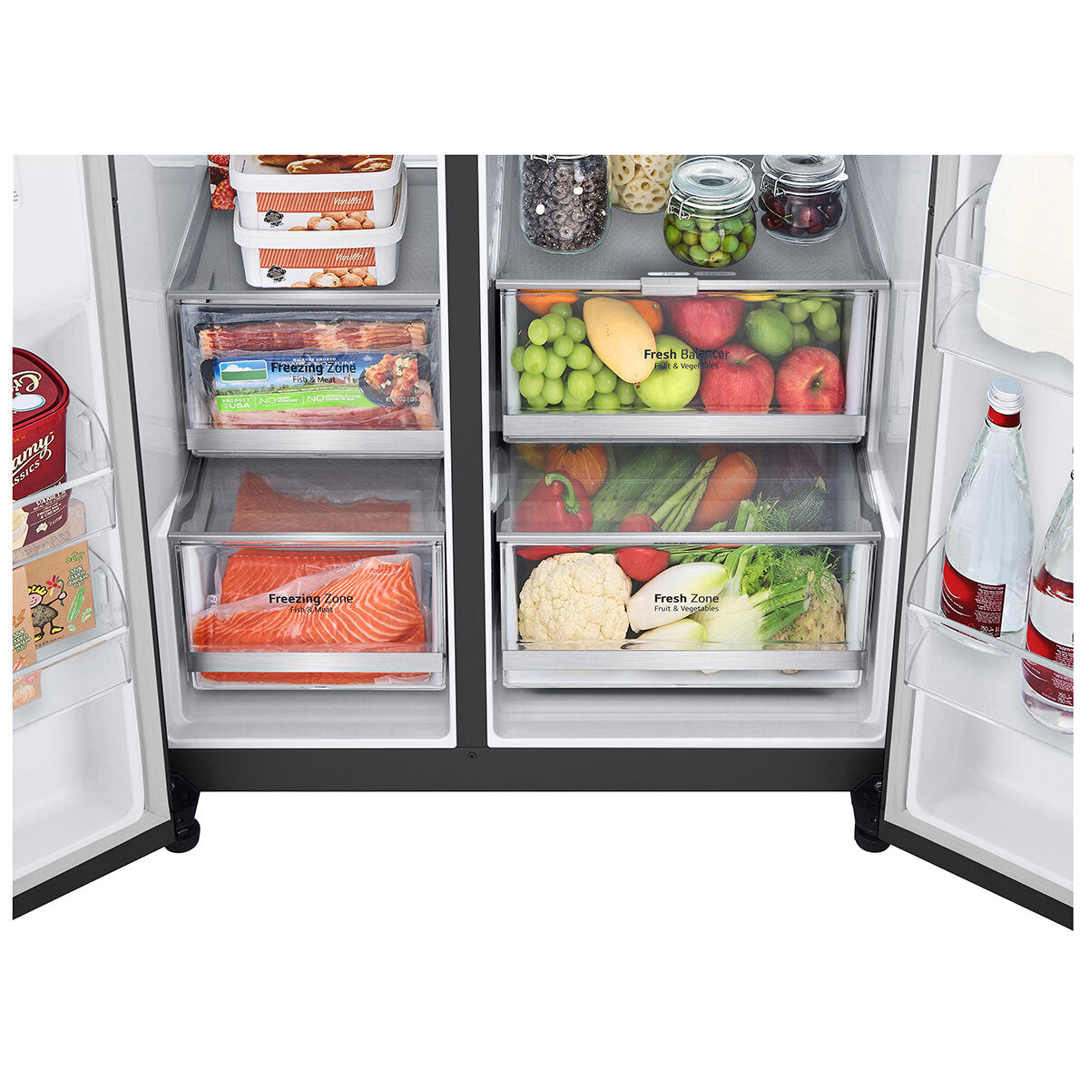 LG 635L 3-Door Side by Side Refrigerator with InstaView™, Ice & Water Dispenser - Matte Black (GS-V600MBLC) - Perfect for Modern Kitchens & Large Families