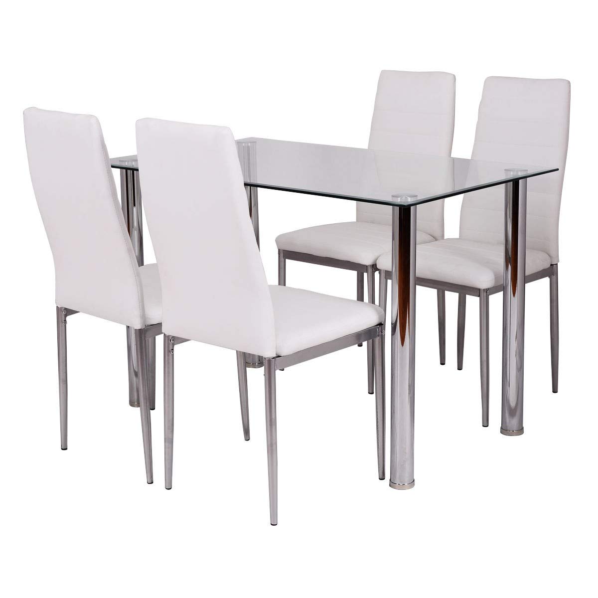 5-Piece Modern Dining Set - Simple Design for Living Room & Kitchen - Solid & Durable Contemporary Furniture - Comfortable Backrest Chairs - Perfect for Home, Restaurant & Office Decor