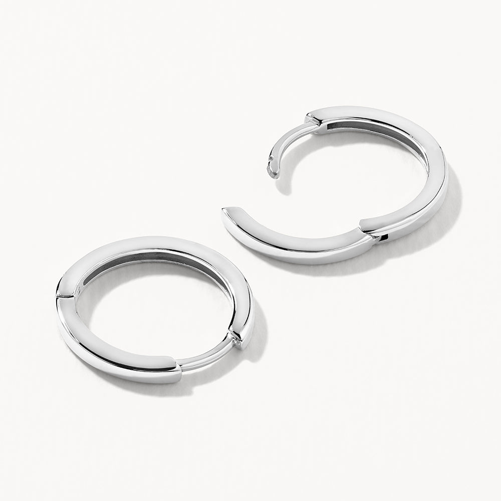 Silver Midi Charm Huggie Earrings for Women - Trendy & Hypoallergenic Hoop Earrings for Everyday Wear, Date Night & Gifts