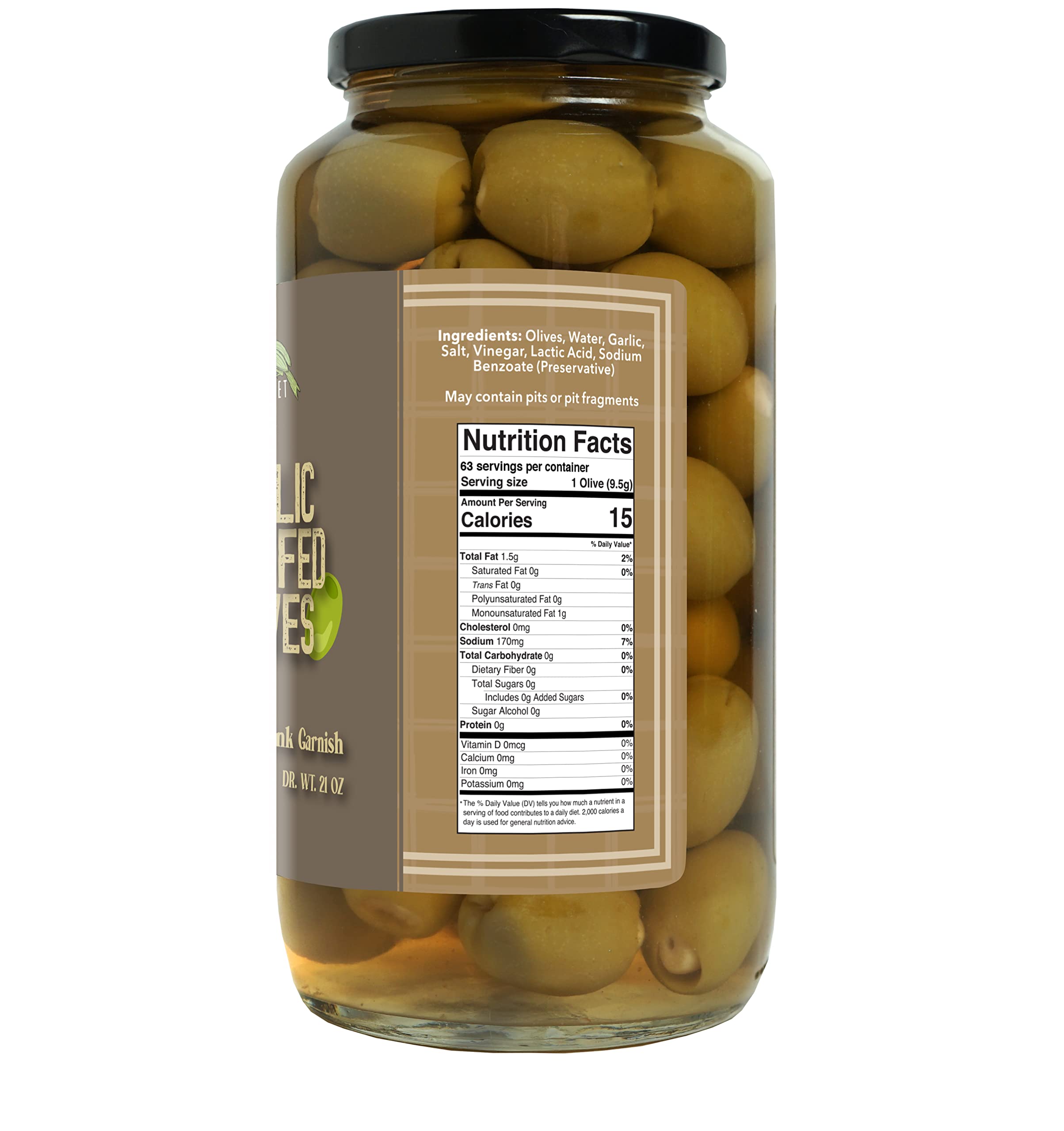 **Green Jay Gourmet Garlic Stuffed Olives – Large All-Natural Stuffed Green Olives for Dirty Martinis, Cocktail Garnish & Cheese Boards – 32oz (2 lbs) – Perfect for Parties, Charcuterie & Gourmet Recipes**
