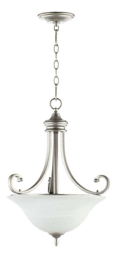 3-Light Faux Alabaster Glass Pendant Light Fixture in Classic Nickel Finish - Perfect for Kitchen Island, Dining Room, and Entryway Lighting