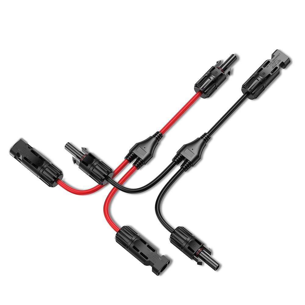 1 Pair Solar Y Branch Parallel Adapter Cable - MC4 Connector for Solar Panels - Weatherproof Solar Panel Extension Wire for RV, Boat & Off-Grid Systems