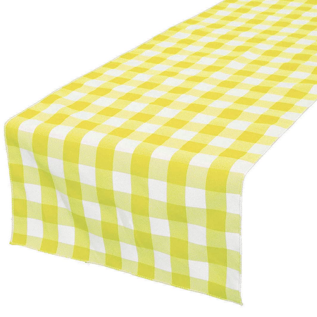 Light Yellow Poplin Gingham Checkered Table Runner - 12