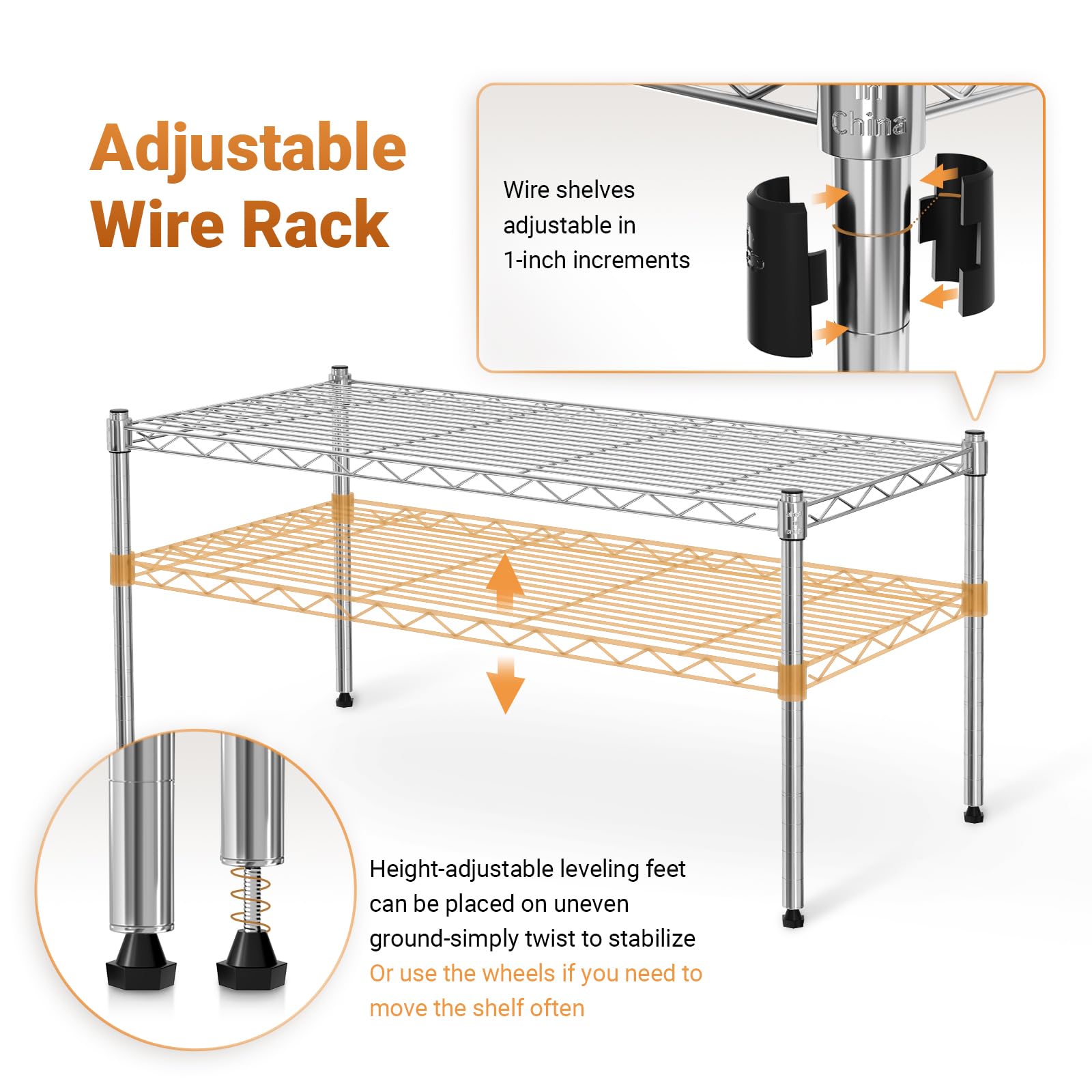 Simple Deluxe Heavy Duty 1-Shelf Adjustable Steel Wire Rack - 29.92