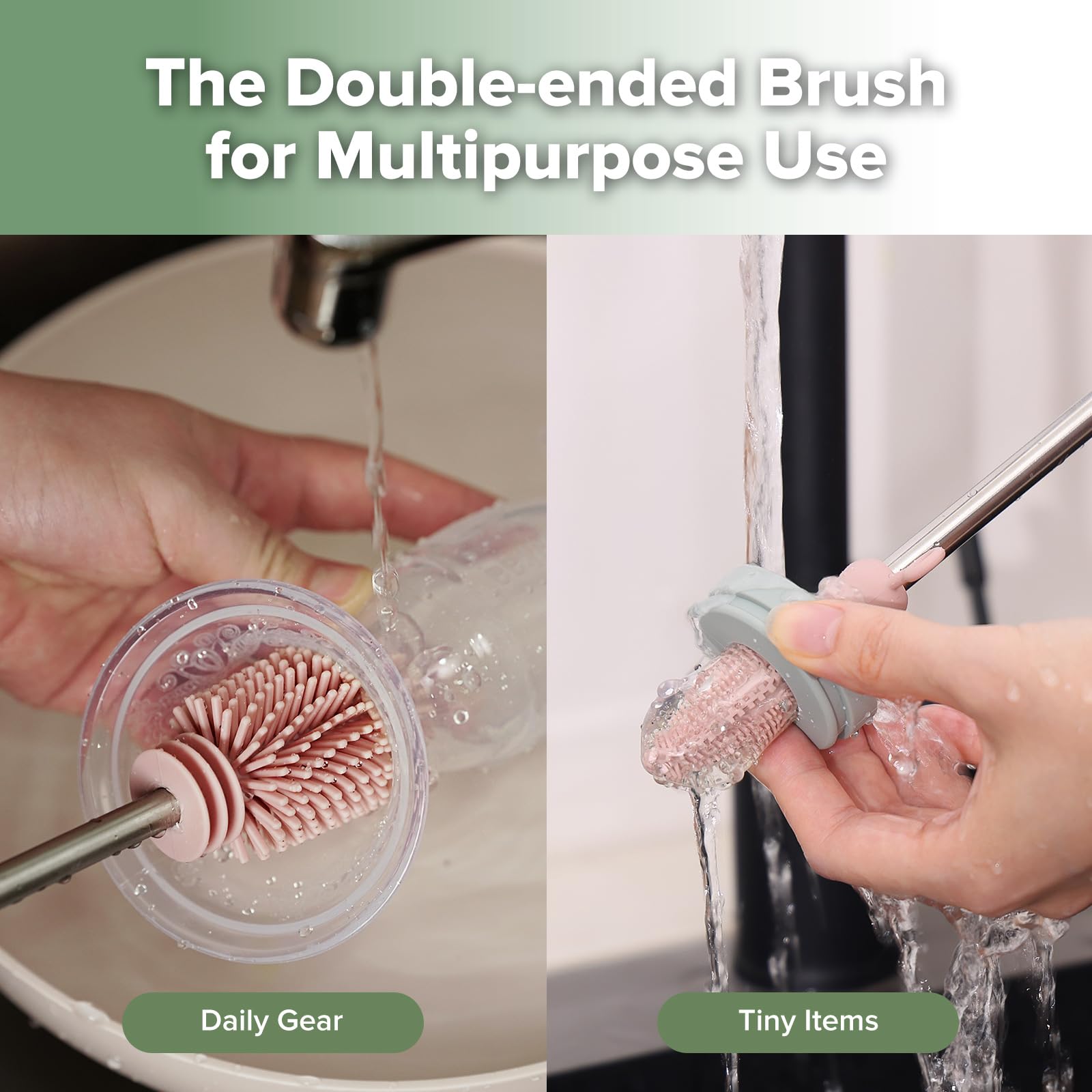 Haakaa Silicone Brush - Soft Bristles for Breast Pumps, Baby Bottles & More - Home & Travel Use