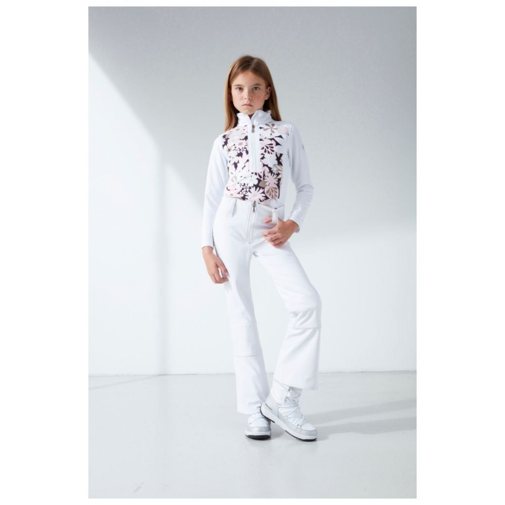 White Stretch Ski Pants for Girls - Comfortable & Flexible Winter Snow Pants (Ages 8-16) - Perfect for Skiing, Snowboarding & Outdoor Winter Activities