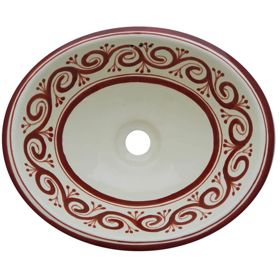 Authentic Talavera Mexican Handmade Ceramic Bathroom Sink - Hand-Painted Floral Design - 67