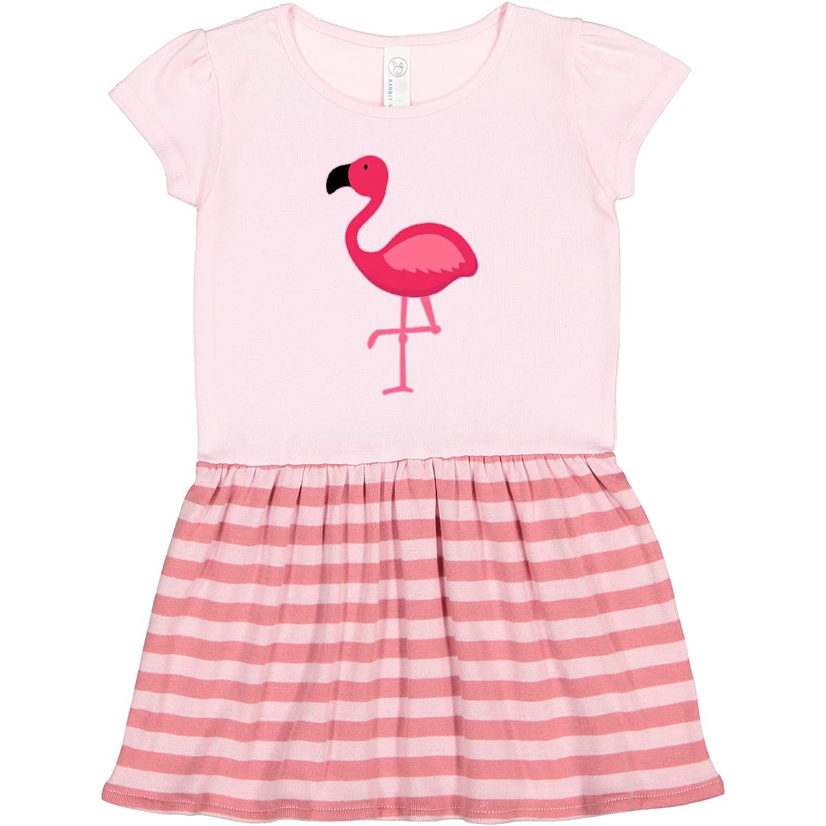 Inktastic Pink Flamingo Toddler Dress - Cute Flamingo Print Baby Girl Outfit for Summer, Beach & Birthday Parties | Soft Cotton Toddler Clothes for Girls 1-3 Years
