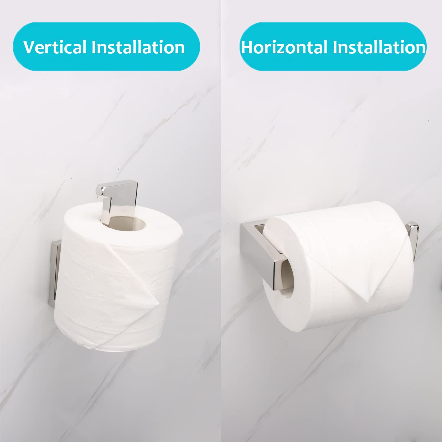 TocTen Stainless Steel Toilet Paper Holder - Heavy Duty 304 Wall Mounted Bathroom Tissue Holder for Large Rolls, Chrome Finish (5.9 Inch) - Perfect for Home, Office & Kitchen Use