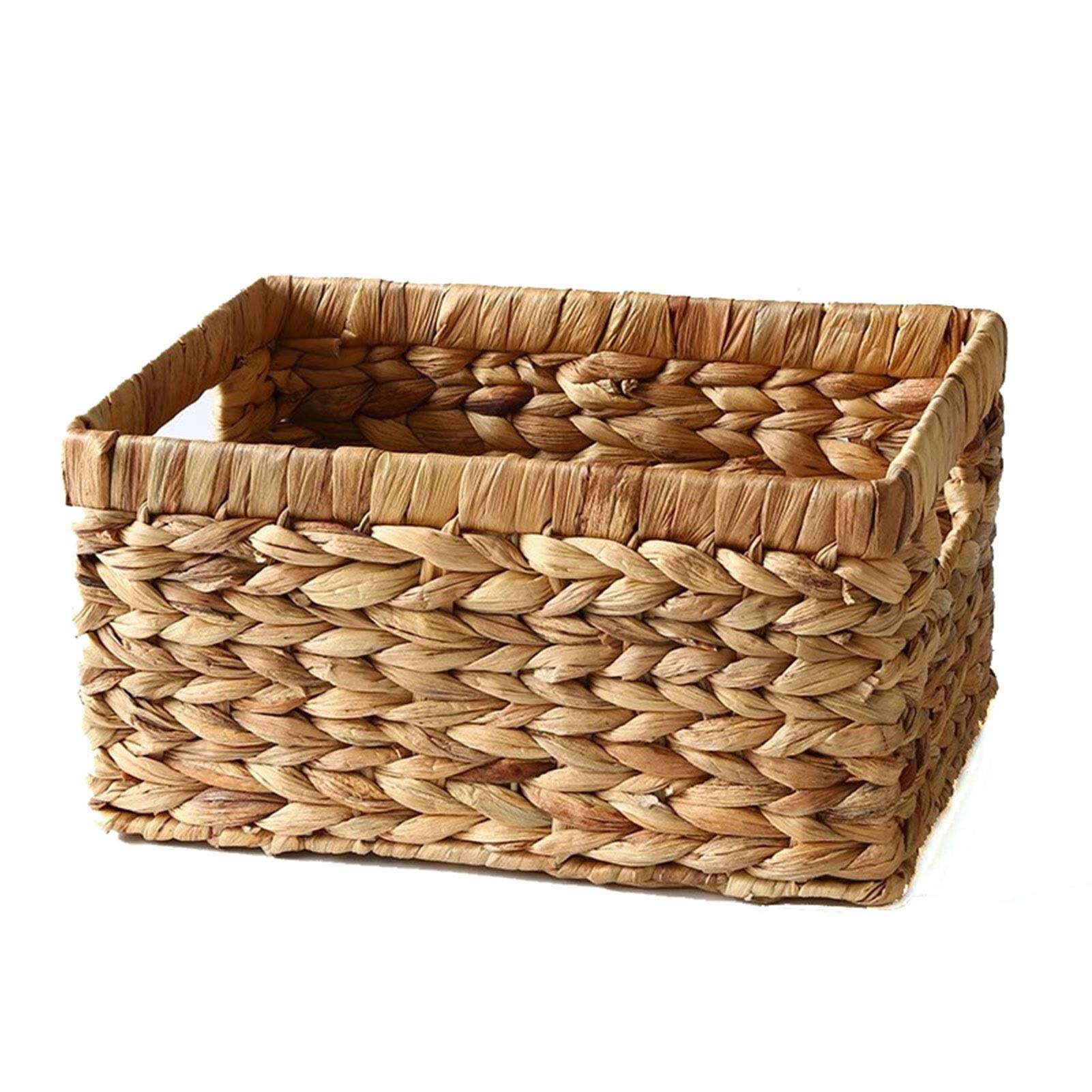 Water Hyacinth Storage Basket - Medium Woven Storage Box for Clothes, Toys, Magazines | Organize Bedroom, Nursery, Living Room | Natural Home Decor Storage Solution