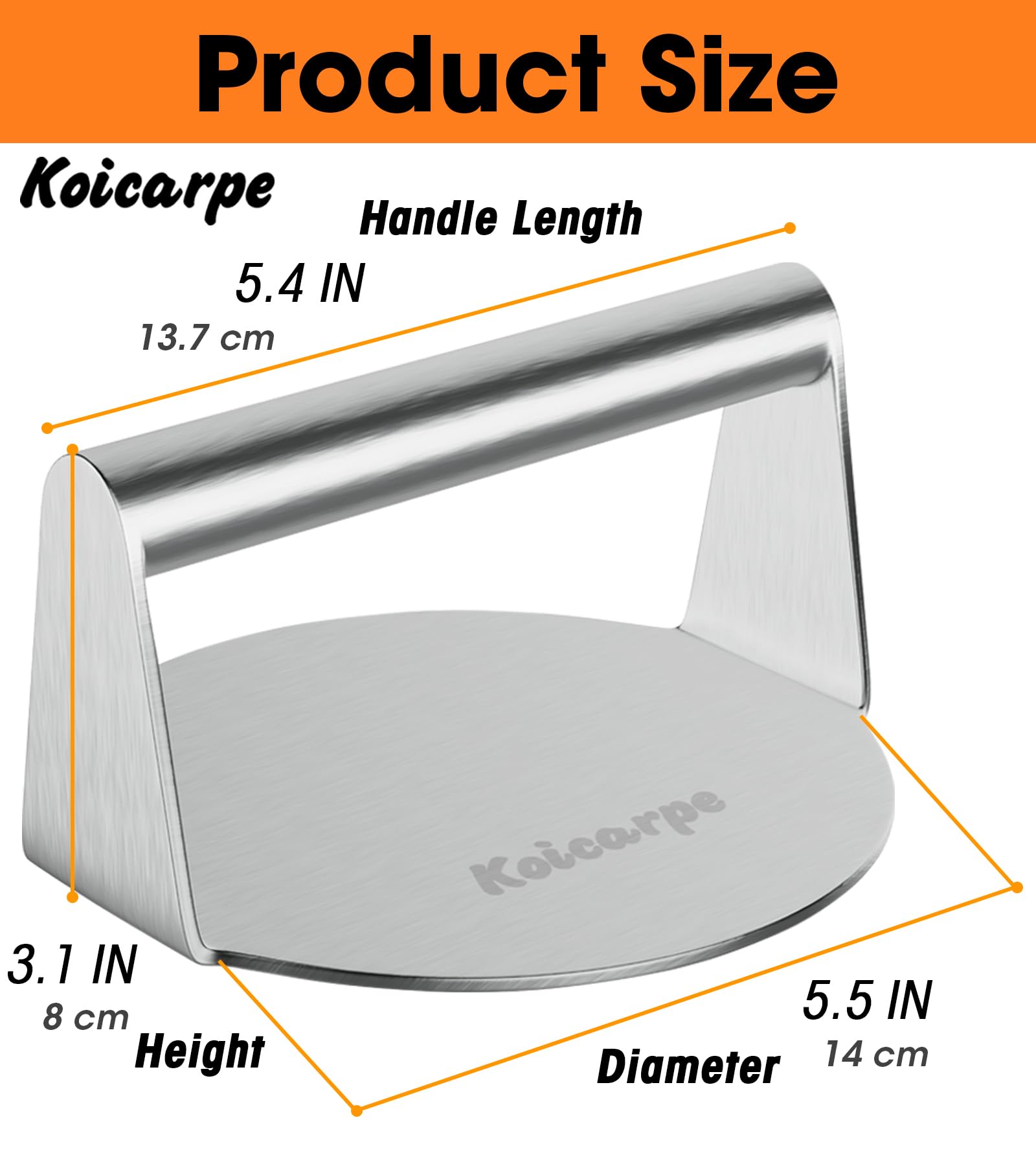 5.5-Inch Stainless Steel Burger Press - Heavy Duty Patty Maker for BBQ, Grilling & Homemade Burgers | Perfect for Backyard Cookouts, Camping & Restaurant Use