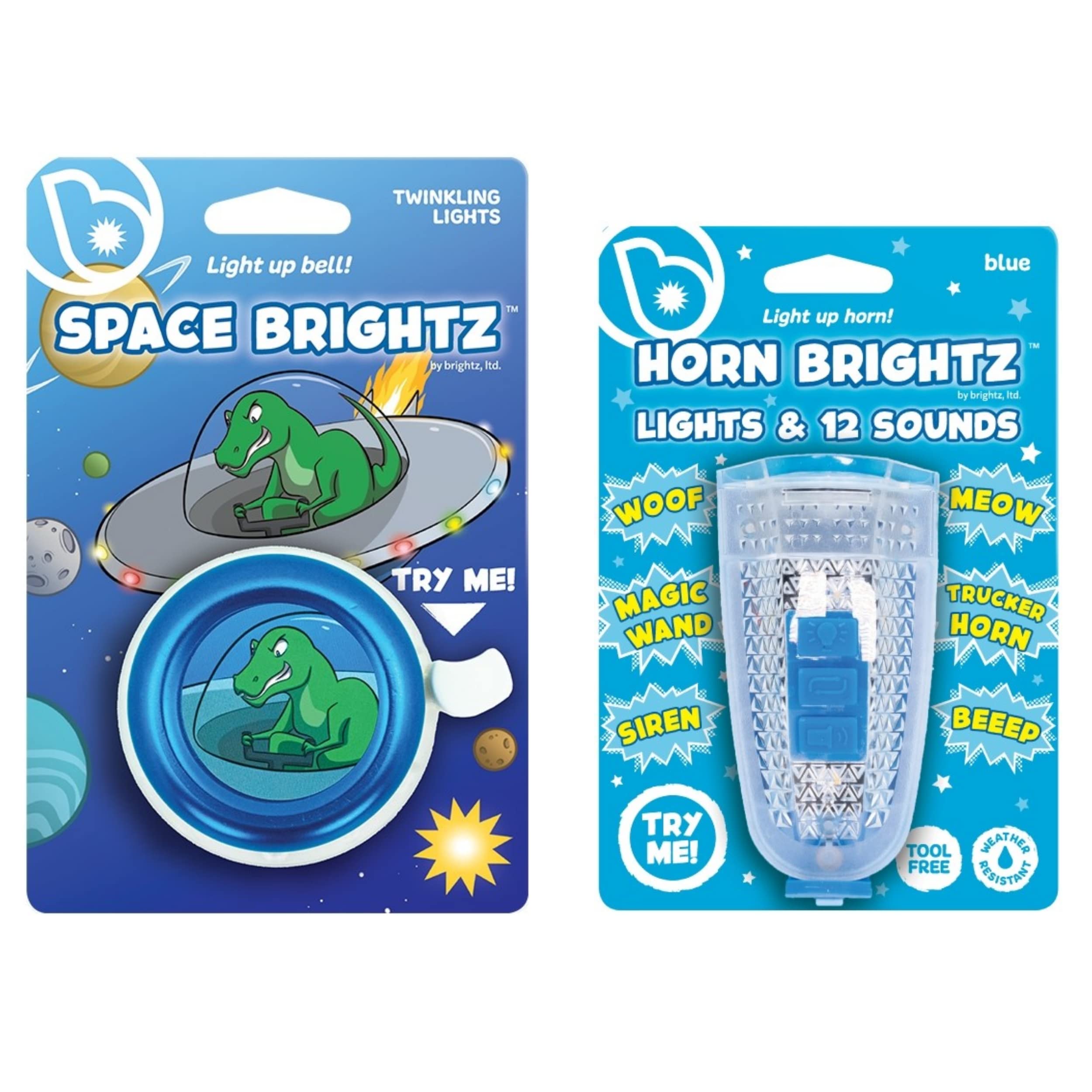 Brightz LED Light Up Bike Bell & Horn Combo - Waterproof Bicycle Accessories with Clear Ring Sound for Kids & Adults - Perfect for Night Riding, Safety Alerts, and Urban Commuting