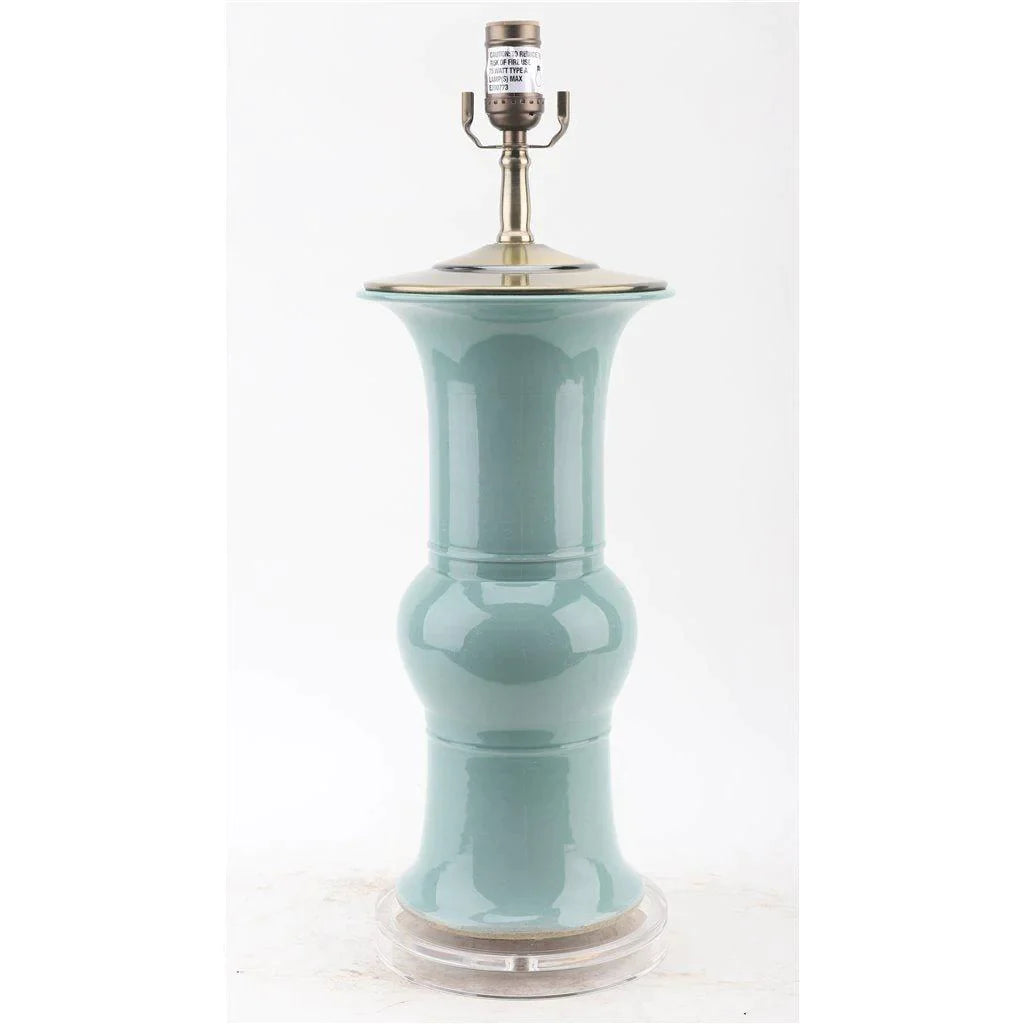 Elegant Blue Celadon Porcelain Vase Table Lamp - Handcrafted Home Decor for Living Room, Bedroom & Office Lighting