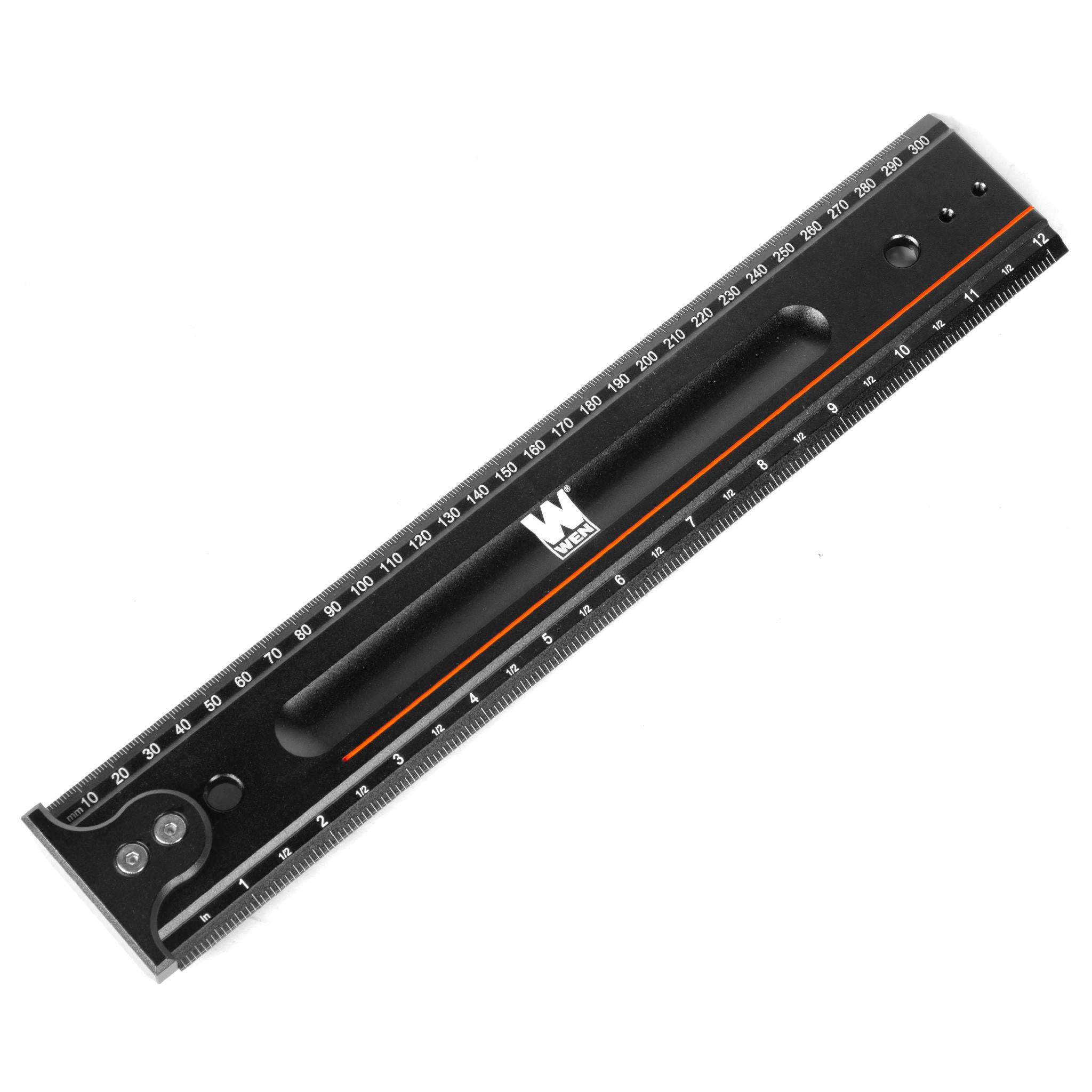 12 Inch Measuring Ruler with Hook Stop - WEN ME812R - Perfect for DIY Projects, Woodworking, and Home Improvement
