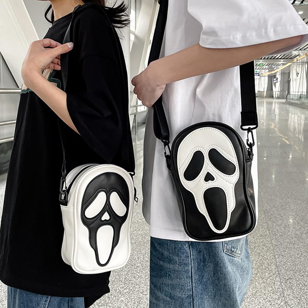 Ghostface Shoulder Bag - Halloween Ghost Purse for Women & Men | PU Leather Gothic Skull Face Crossbody Phone Bag | Perfect for Cosplay, Halloween Parties & Gothic Fashion