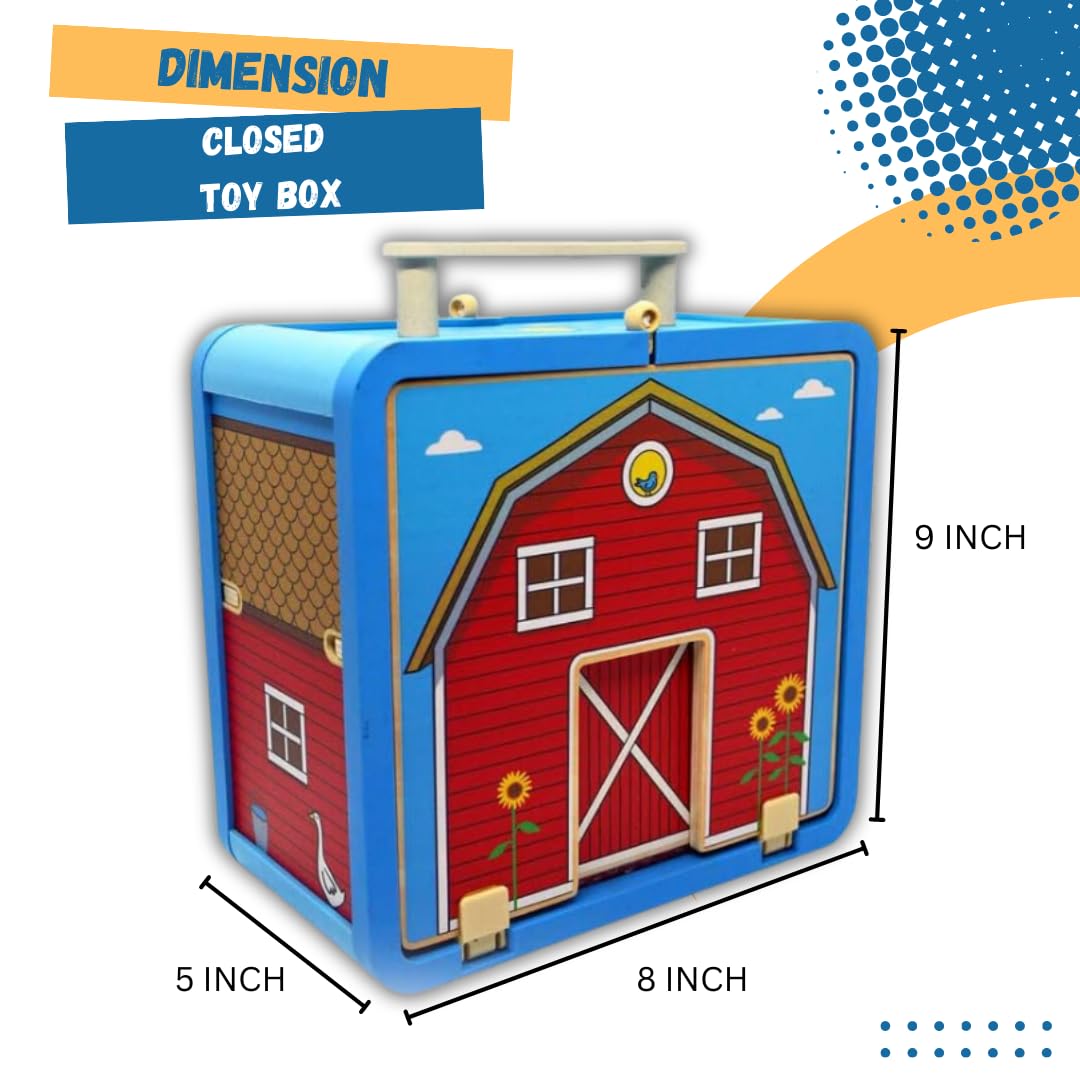 Eco-Friendly Bamboo Barnyard Suitcase Playset - 16-Piece Portable Farm Toy Set with Farmer, Animals & Tractor - Sustainable Travel Toys for Kids Ages 3+ | Perfect for Road Trips, Airplane Travel & Preschool Learning Activities