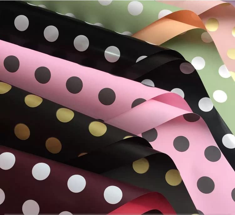 KRAFTMASTERS 20 Sheets Dot Printed Flower Decorative Bouquets - Waterproof DIY Gift Wrapping Paper for Birthdays, Weddings & Special Occasions - Floral Design Craft Paper for Gift Boxes, Bouquet Packaging & Scrapbooking