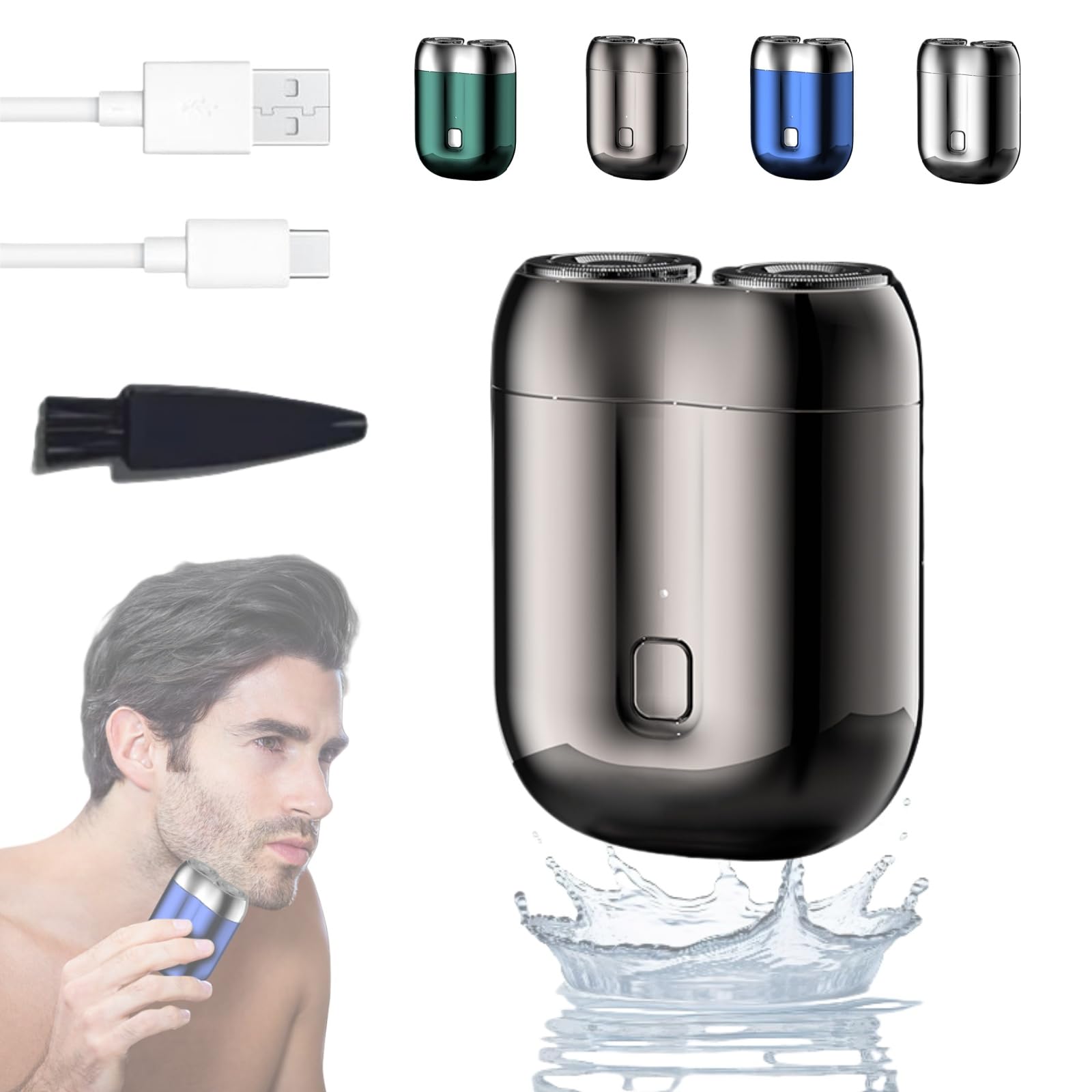 Premium Mini Dual-Head Electric Shaver - Portable & Washable Travel Razor with Double-Ring Magnetic Cutter for Men & Women (Gray) - Perfect for Travel, Gym, Office & Daily Grooming