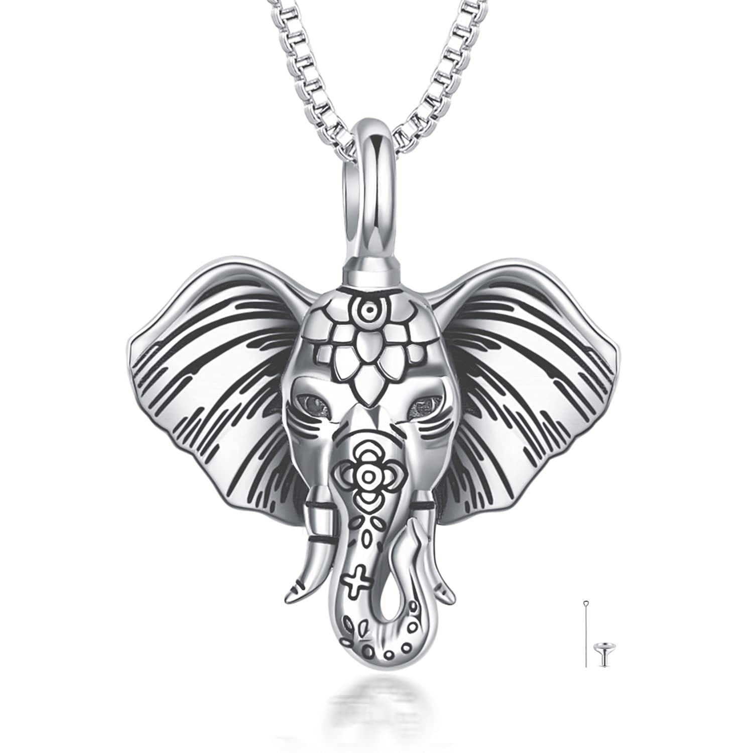 Sterling Silver African Animal Urn Necklace for Ashes - Memorial Keepsake for Loved Ones