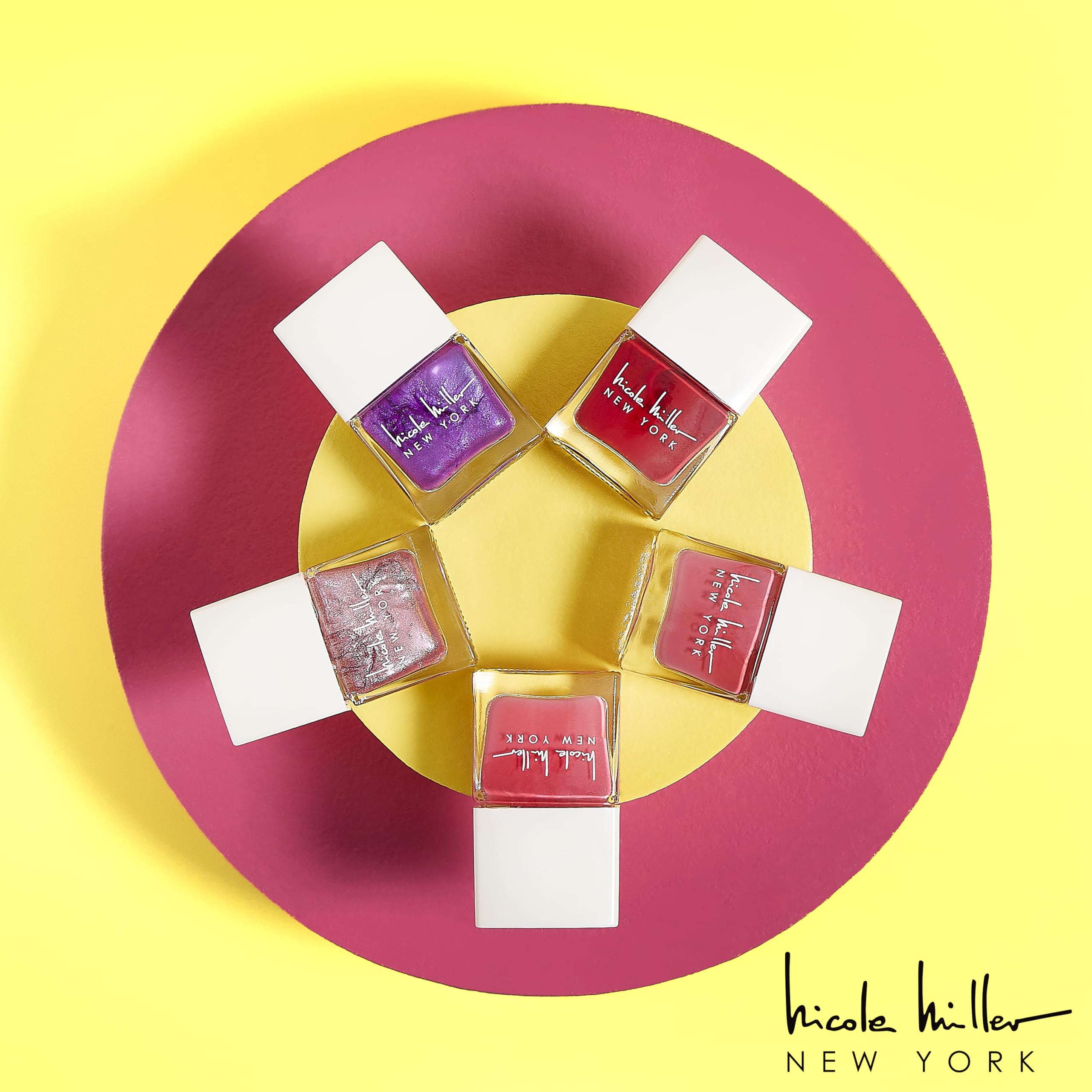 Nicole Miller New York Water-Based Easy Peel Off Long-Lasting Nail Polish Set - 15 Mini Vibrant Trendy Glossy Colors for Manicure & Pedicure at Home or Salon