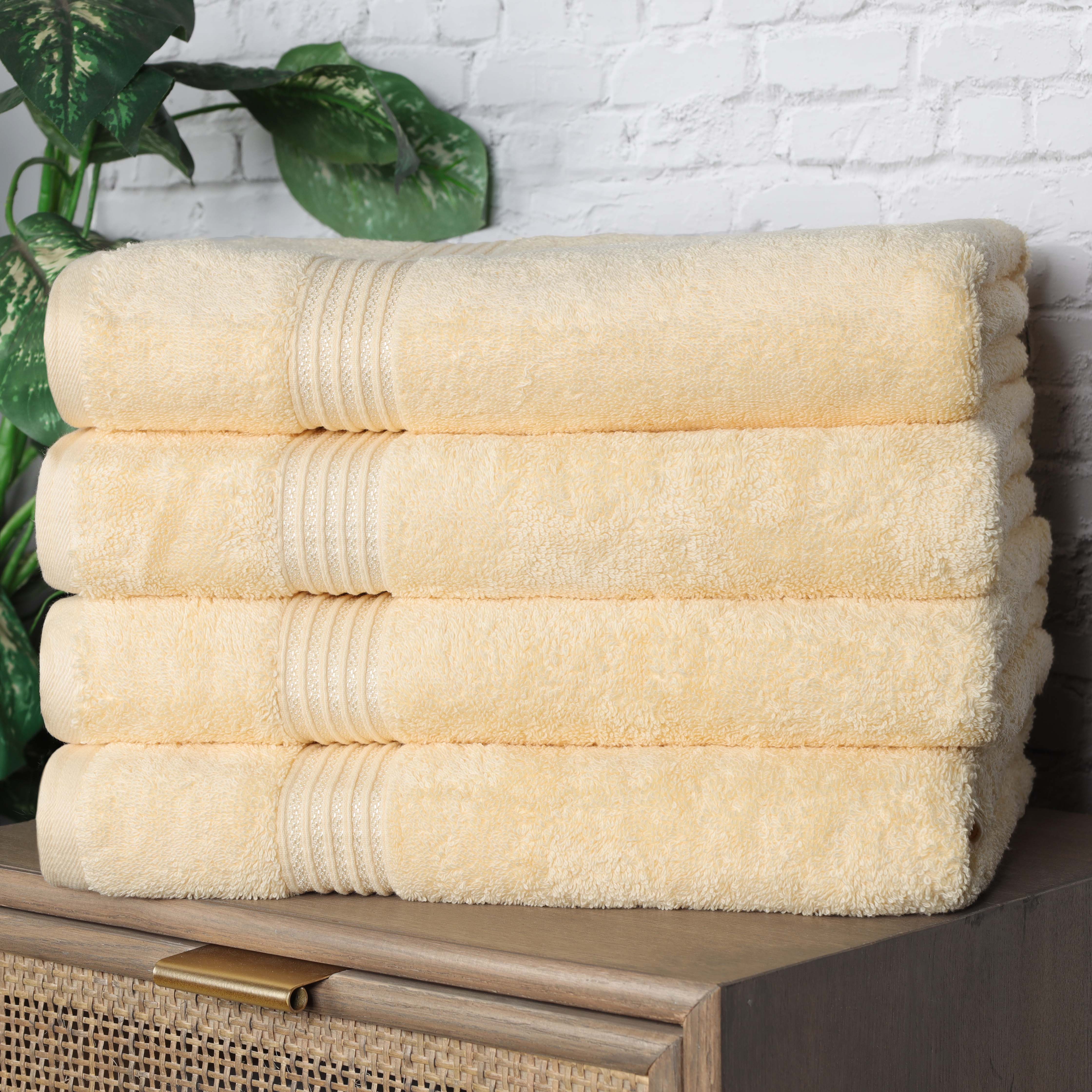 Premium Egyptian Cotton Bath Towel Set of 4 - Ultra Soft & Highly Absorbent Luxury Towels for Spa, Bathroom & Beach Use