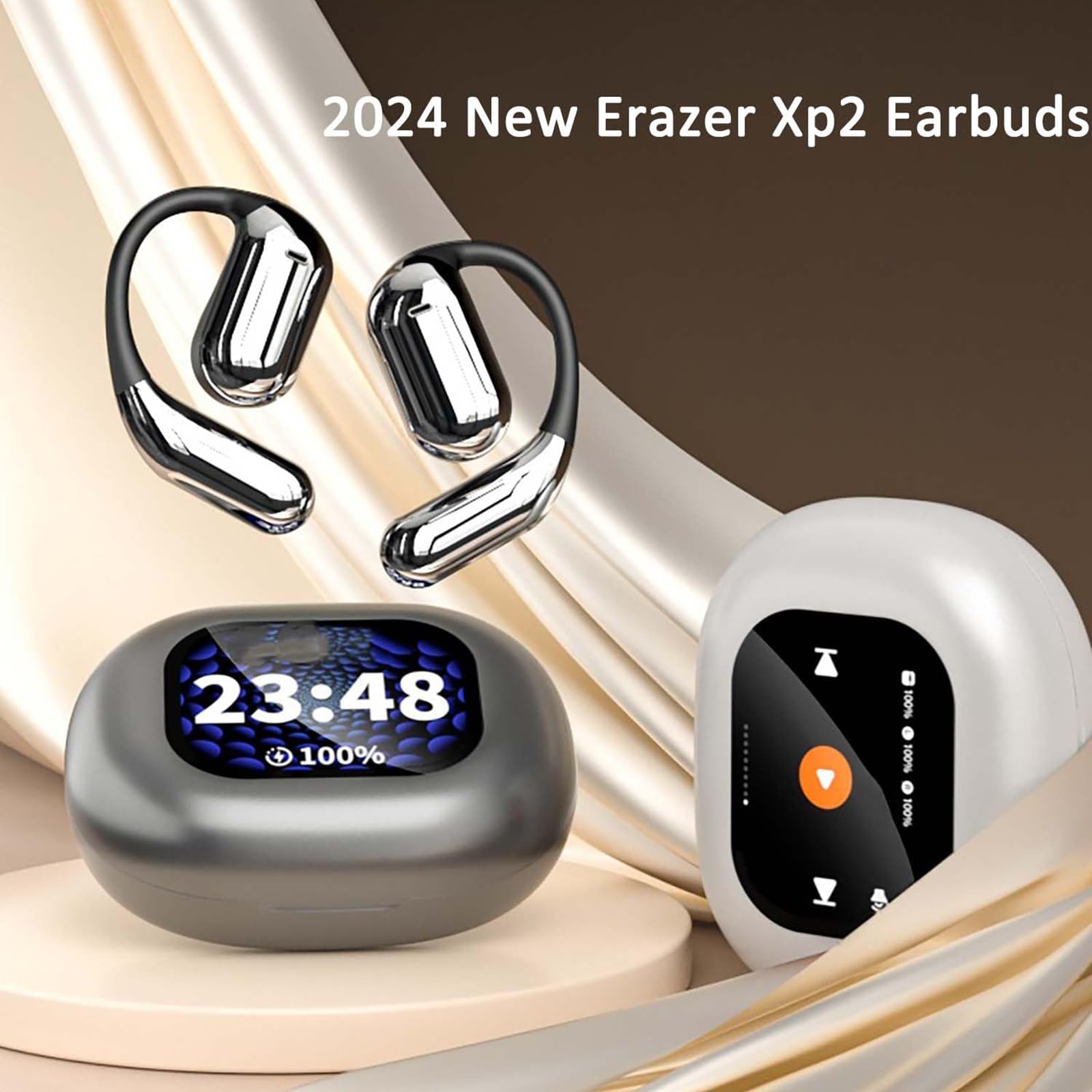 Erazer XP2 Open-Ear Bluetooth Headphones with Intelligent Touch Control - Wireless Sports Earbuds for Running, Cycling & Workouts (Black) - Comfortable Over-Ear Design for All-Day Use