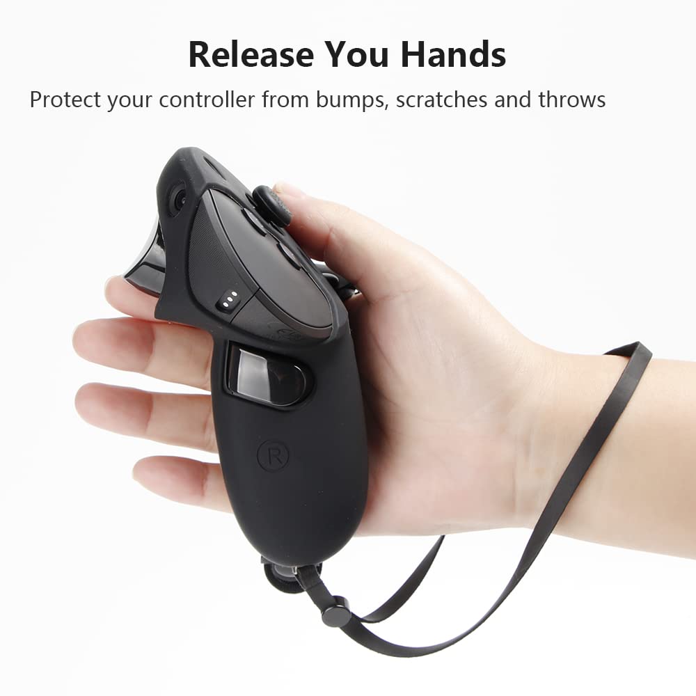 Meta Quest Pro Controller Silicone Grip Cover - Dark Black Protector for Enhanced Comfort and Durability, Ideal for VR Gaming and Fitness