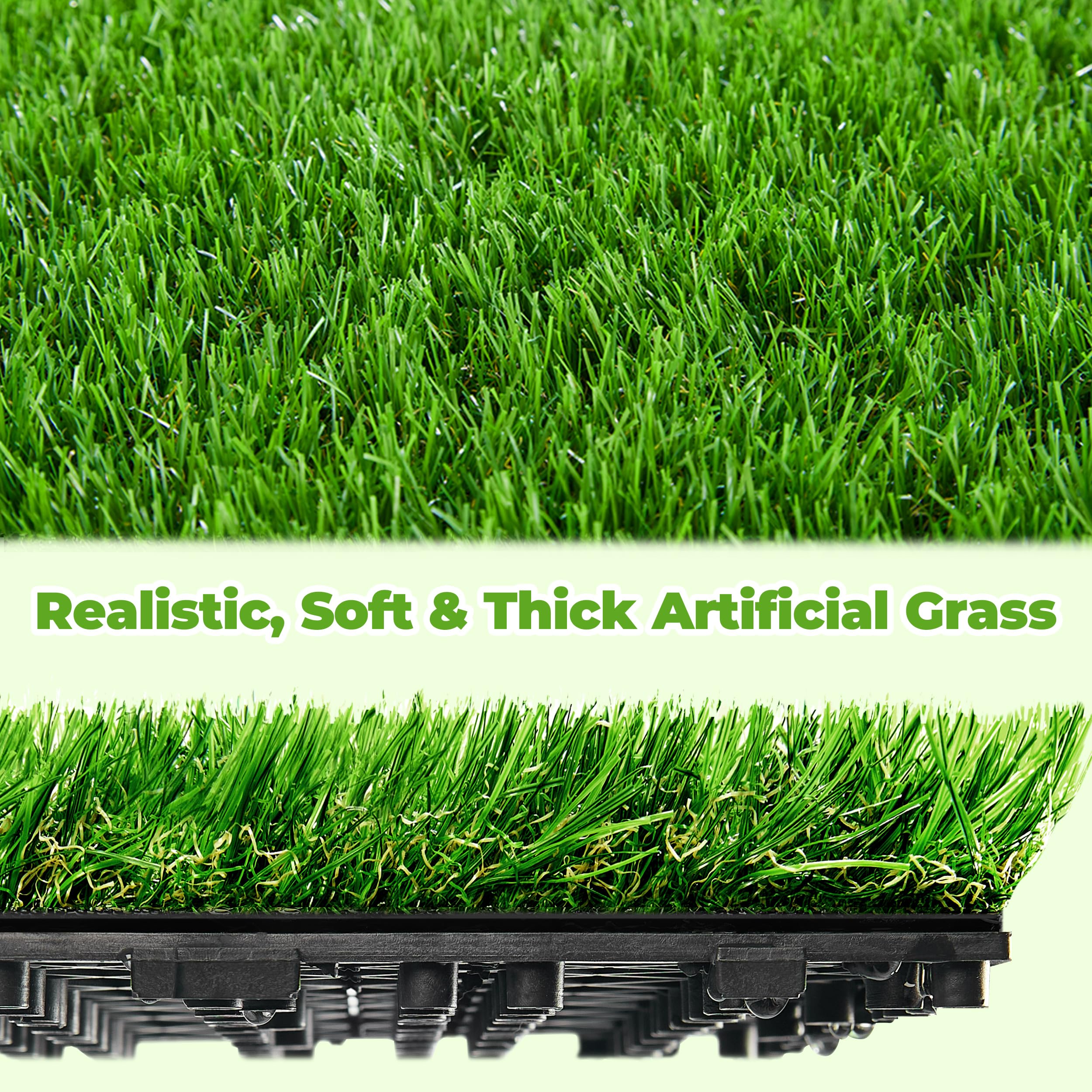 27 PCS Interlocking Artificial Grass Tiles - 12
