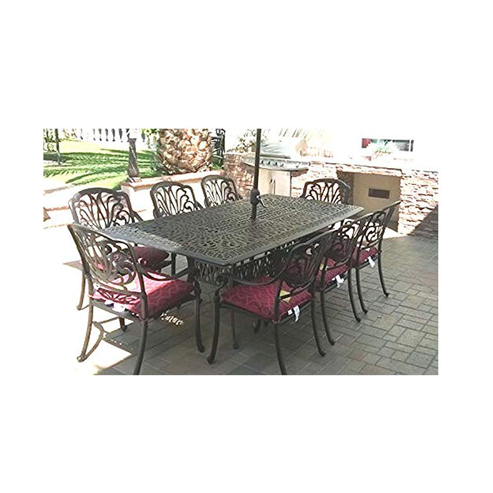 Elisabeth 9-Piece Cast Aluminum Outdoor Patio Dining Set with 44x84 Inch Rectangle Table - Durable Weather-Resistant Garden Furniture for Backyard, Poolside & Outdoor Entertaining