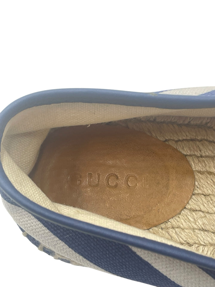 Gucci Embroidered Bee Striped Espadrilles for Women - Size 37 (US 7) | Stylish Summer Flats for Casual Outings, Beach Vacations & Fashionable Everyday Wear