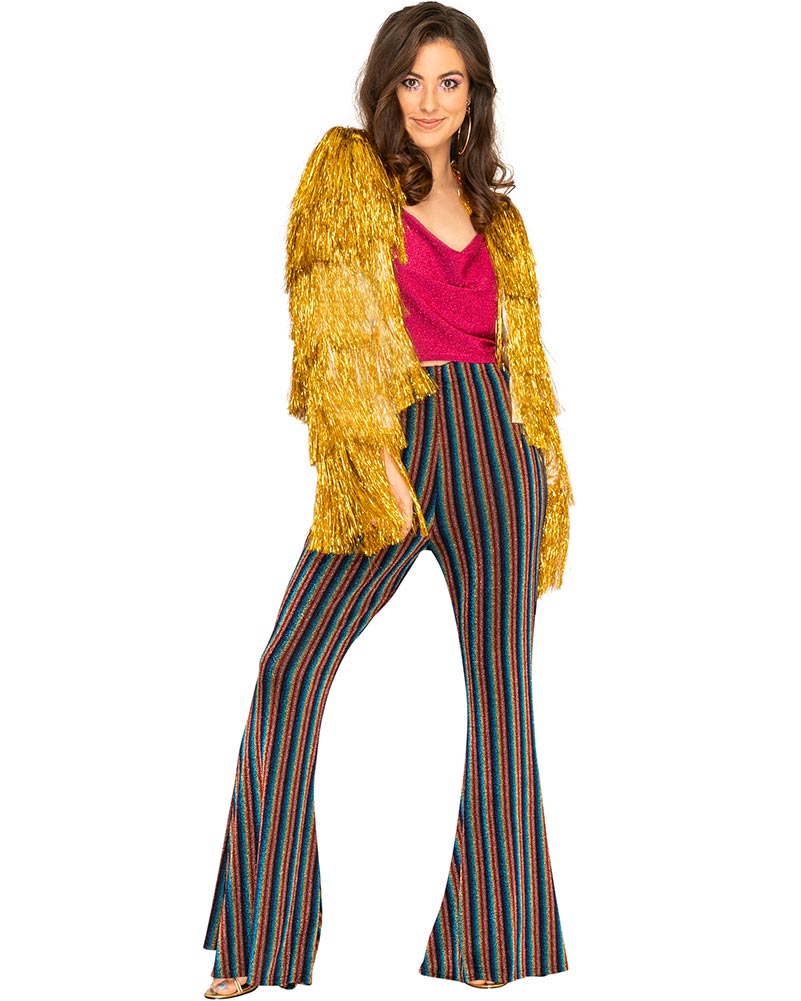 70s Funky Fringe Gold Disco Women's Jacket - Vintage 70s Style Disco Party Outfit for Women - Perfect for Halloween, Costume Parties & Retro Themed Events