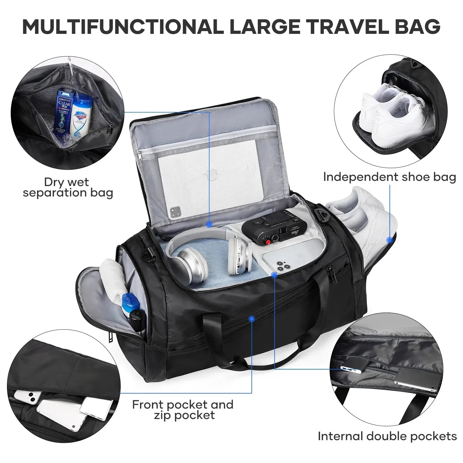 Likros Sports Gym Bag for Men - Durable Travel Duffel Bag with Separate Shoes Compartment | Perfect for Workout, Gym, Travel & Sports Gear Storage
