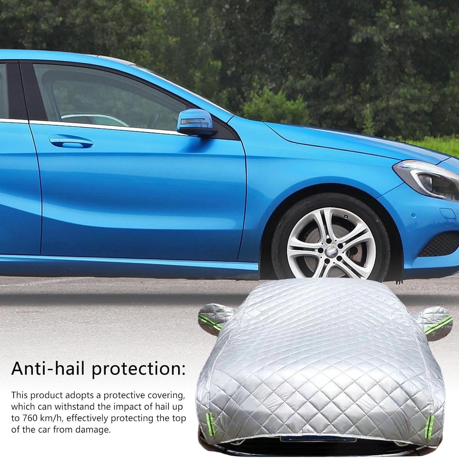 Kia EV6 Hail Protection Car Cover 2022-2024 Model - Heavy Duty Weatherproof Vehicle Cover with Reflective Strips (Silver) - Perfect for Parking Lot, Garage & Outdoor Storm Protection