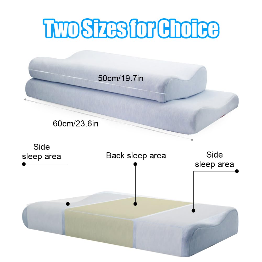 Ultra Thin 6CM Contour Memory Foam Pillow for Stomach & Back Sleepers - Slim Low Profile Bed Pillow with Neck Support & Washable Cover - Perfect for Side Sleeping, Travel & Home Use