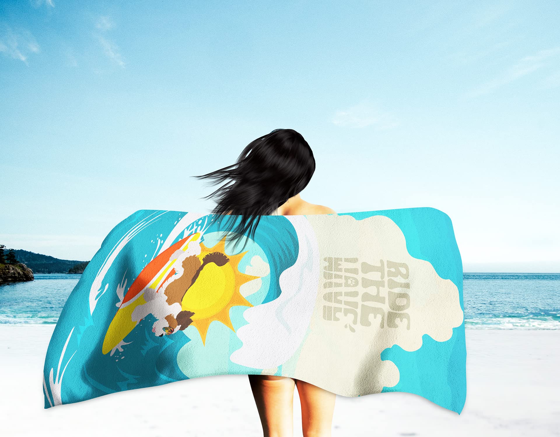 Premium Oversized Beach Towel - Surfer Dog Shih Tzu Design | Quick Dry Plush for Pool, Beach & Yoga | Caroline's Treasures MLM1269TWL3060 | Perfect for Summer Vacations, Picnics & Outdoor Activities