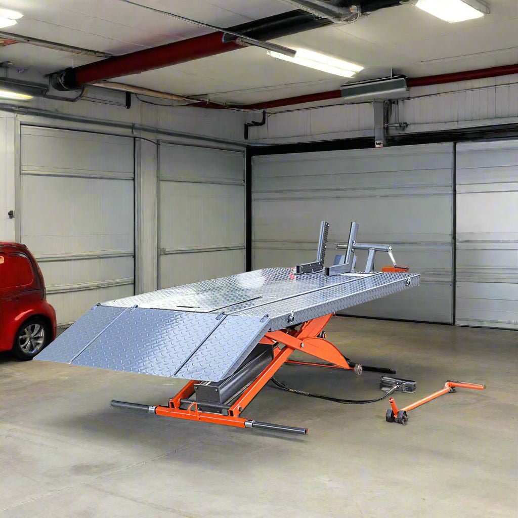 1100 LB Air Operated Scissor Lift for Motorcycle & ATV - Heavy Duty Hydraulic Ramp | MCL4105Q | Perfect for Garage, Workshop & Auto Repair Shops