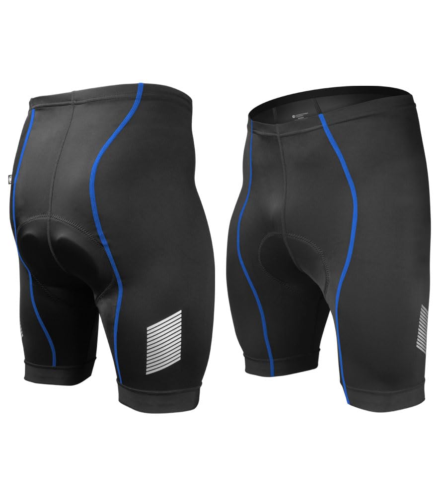 Men's Elite Padded Cycling Shorts - Long Distance Performance Bike Shorts for Road & Mountain Biking - Breathable & Comfortable Made in USA - Perfect for Training, Racing & Endurance Rides