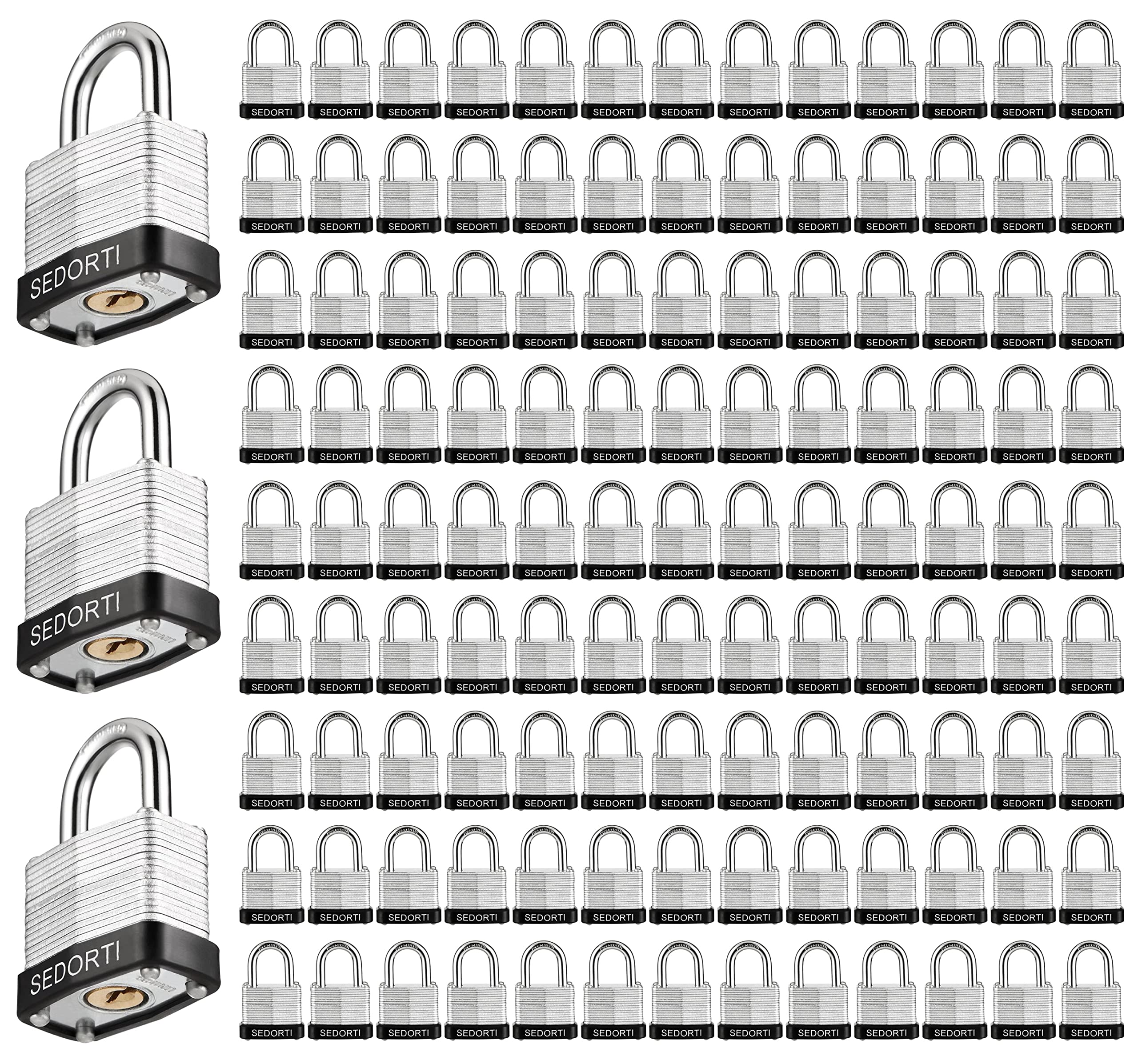 Heavy Duty Laminated Steel Padlock Set - 1-1/4