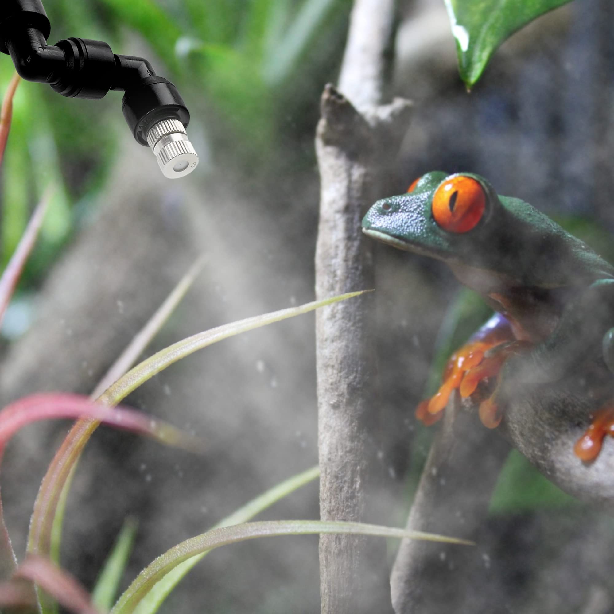 4 Pcs Reptile Mister Nozzle with Adjustable Valve - Terrarium Fogger & Misting System for Reptiles, Rainforest Habitat - Perfect for Hydration & Cooling in Vivariums & Terrariums
