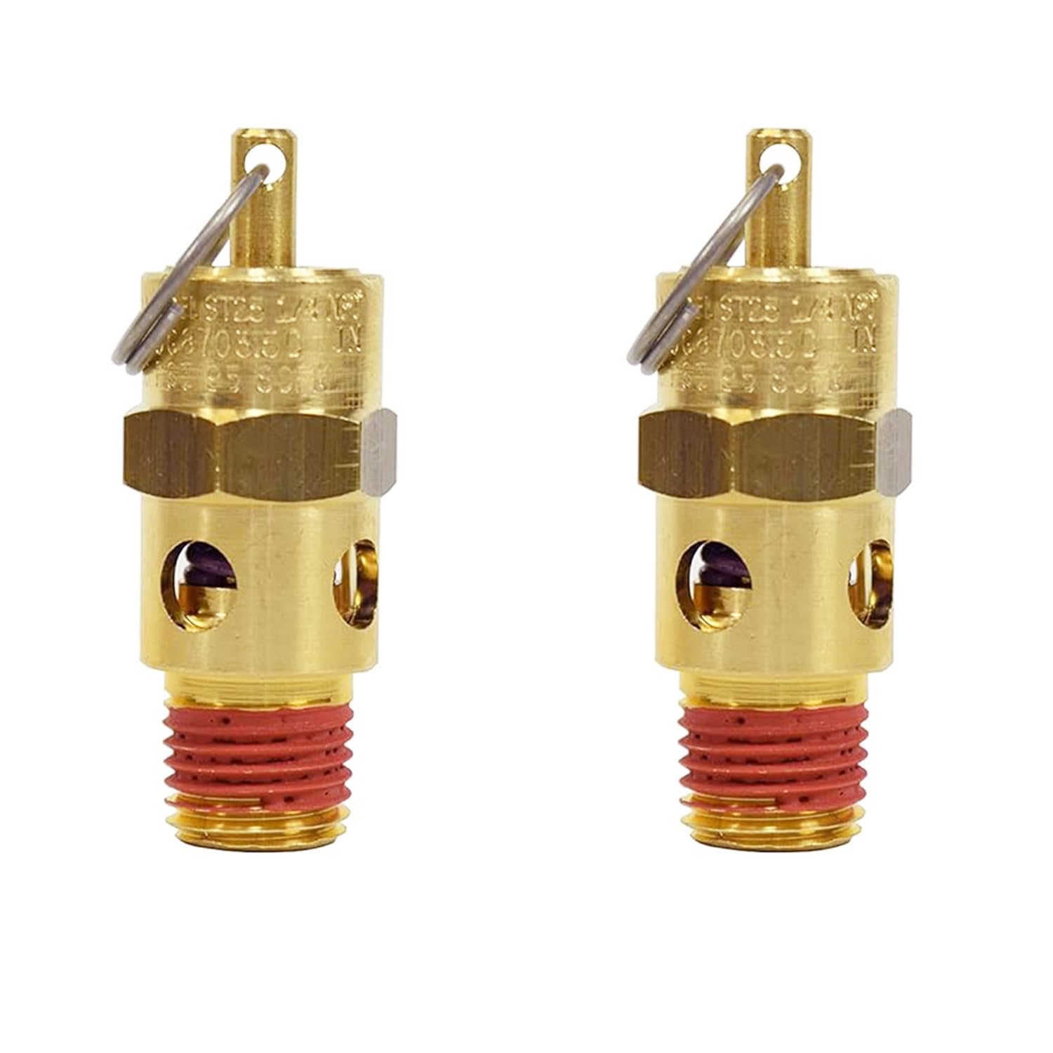 2PCS 1/4 Inch NPT 175 PSI Brass Air Compressor Pressure Relief Safety Valve - Automatic Air Vent Valve with NPT Thread for Air Compressor Systems - Perfect for Air & Water Discharge in Workshops, Garages, and Industrial Applications
