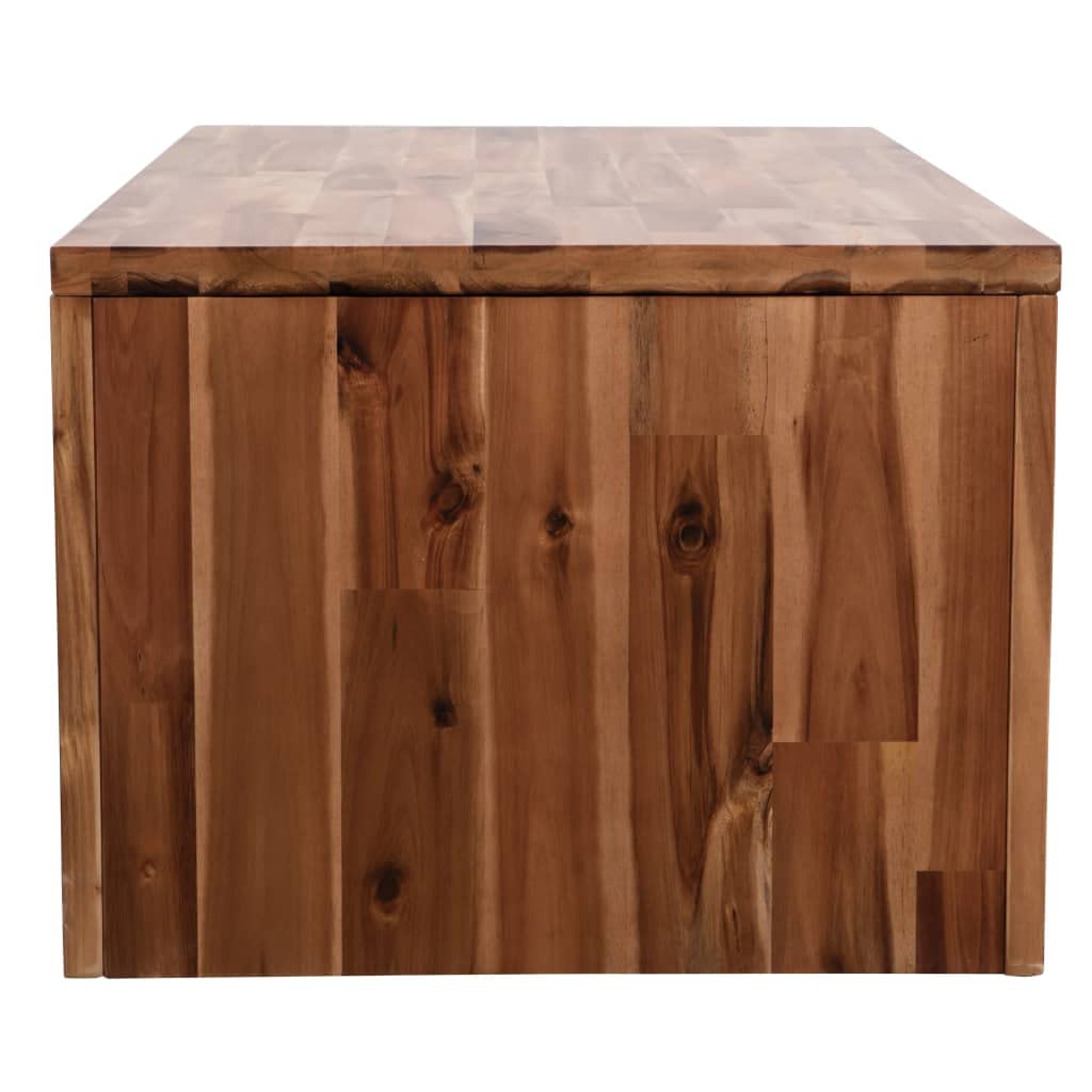 Solid Acacia Wood Coffee Table with Storage - 35.4