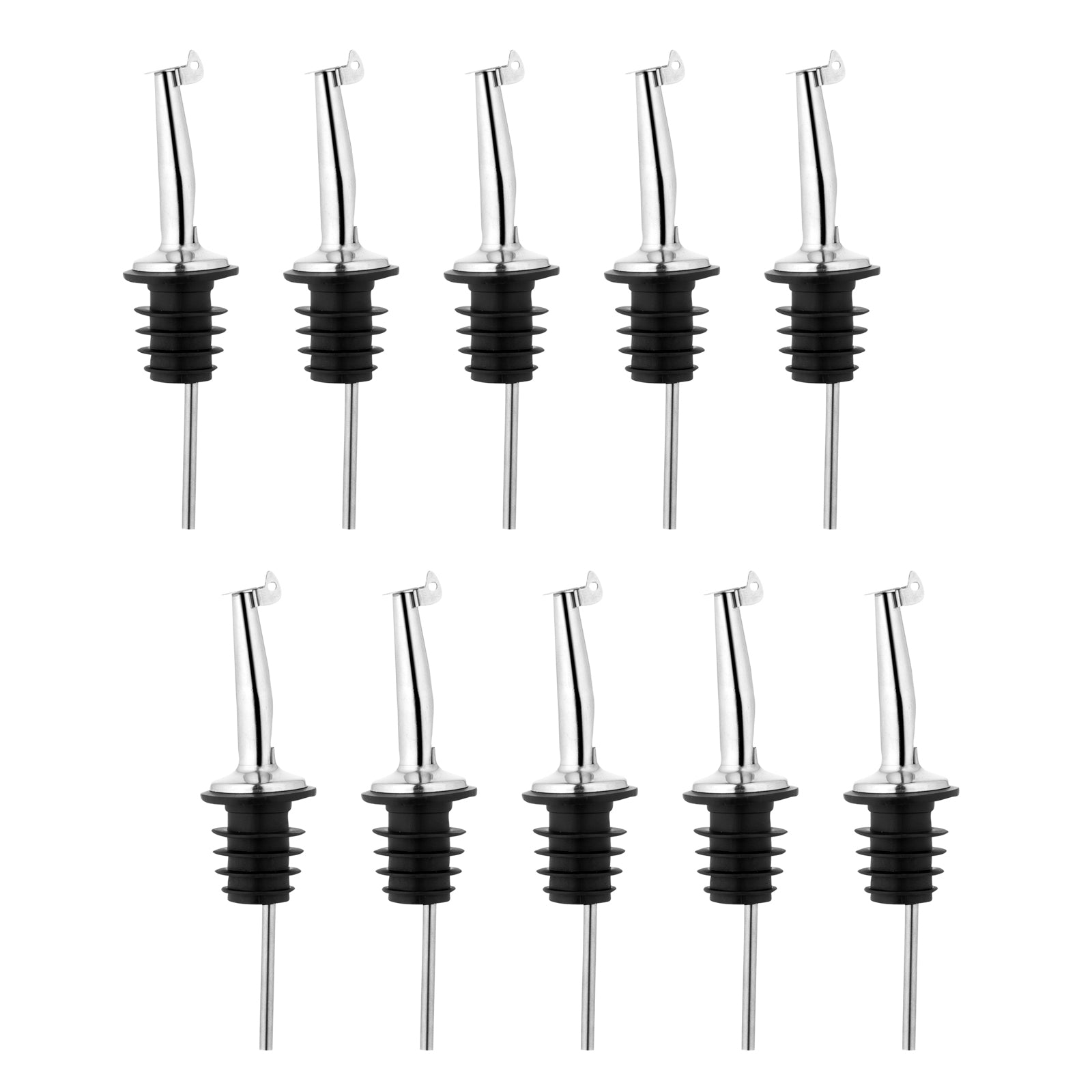 Premium Stainless Steel Liquor Pourer with Flip Cap - 10 Pack Bar Accessories for Whiskey, Vodka & Cocktail Making - Perfect for Home Bars & Professional Use