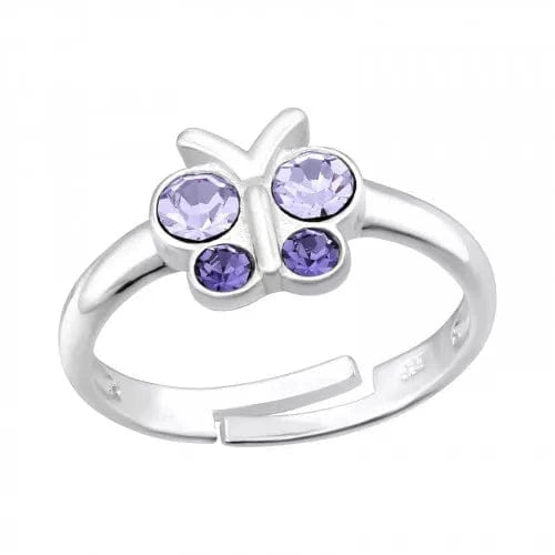 Adjustable Kids Silver Butterfly Ring - Cute Butterfly Jewelry for Girls, Perfect for Birthdays, Parties & Gifts