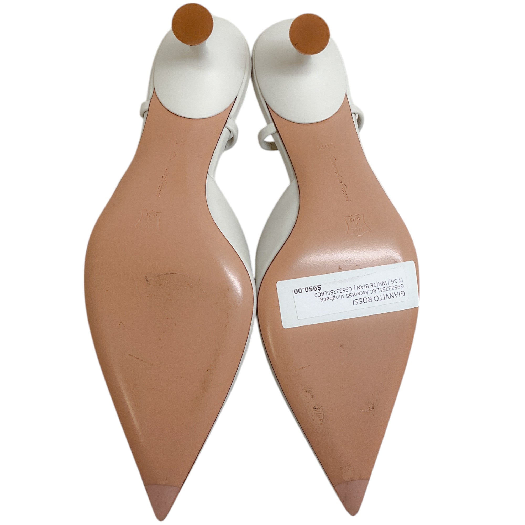 Gianvito Rossi Women's White Leather Ascent 55 Slingback Pumps - Elegant High Heels for Office, Party & Wedding Events